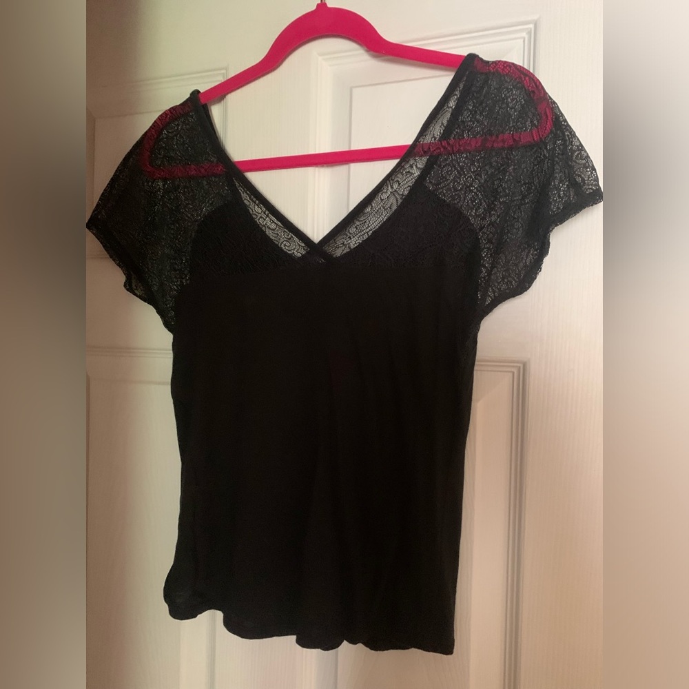 Black Express top with lace accents